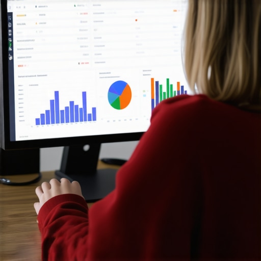 Person analyzing local SEO data on a computer for ongoing maintenance