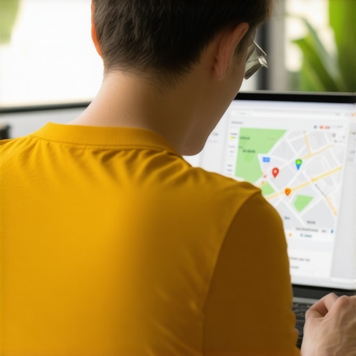 Business owner working on Google My Business profile for local SEO