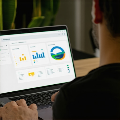 Small business owner analyzing local SEO performance on a laptop