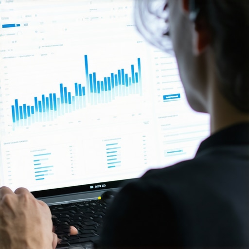 Person analyzing SEO analytics on a computer with local business metrics