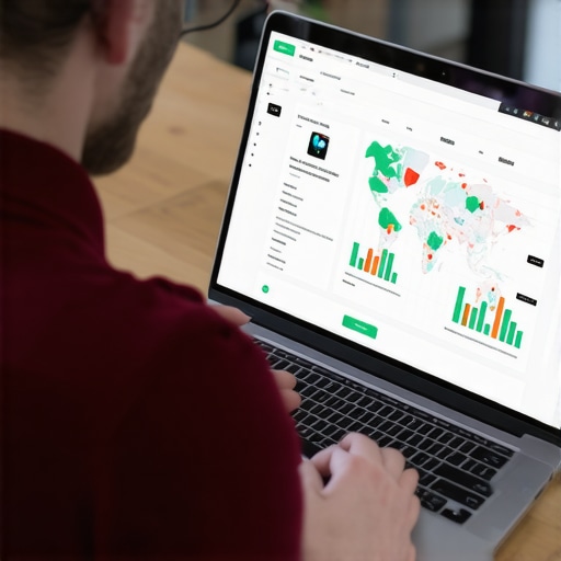 Entrepreneur analyzing maps rankings on laptop