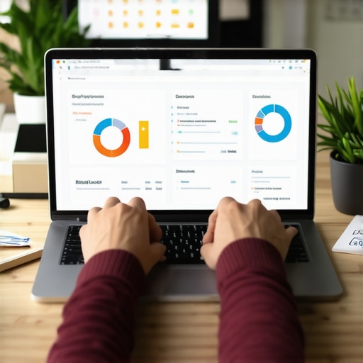 A person using SEO analytics dashboards on a laptop to monitor local search performance.
