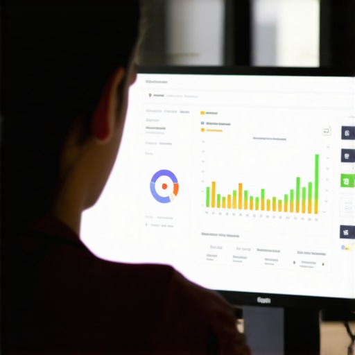 Person reviewing local SEO dashboards on computer screens.