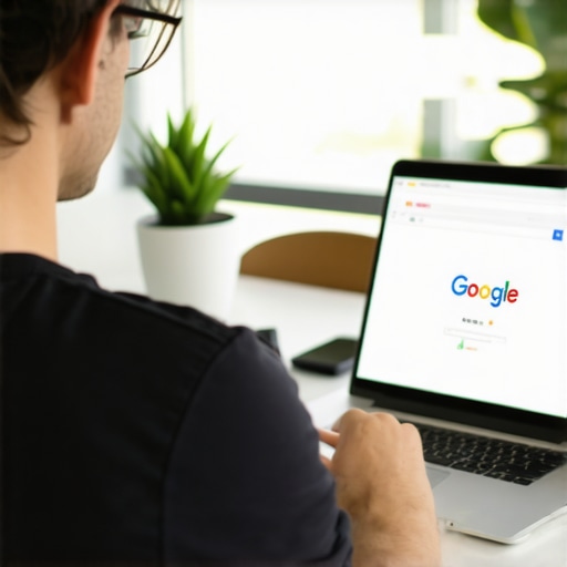 Business owner working on local SEO optimization on laptop