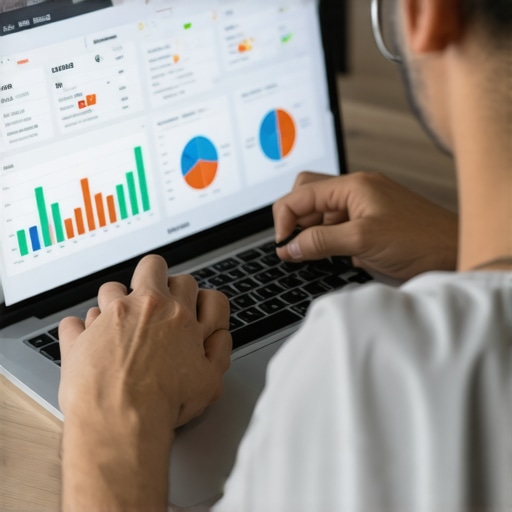 Person working with SEO analytics tools on a computer