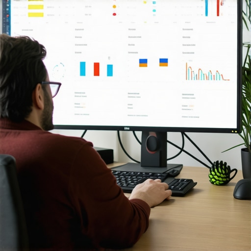 Analyst using SEO dashboards and analytics tools to monitor local map rankings.