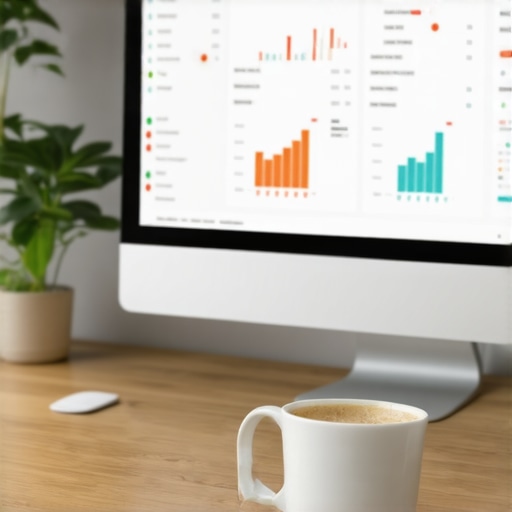 Computer screen showing local SEO metrics, citation statuses, and ranking charts in a workspace.