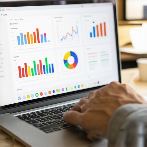 A person analyzing local SEO data on a laptop to maintain map rankings.