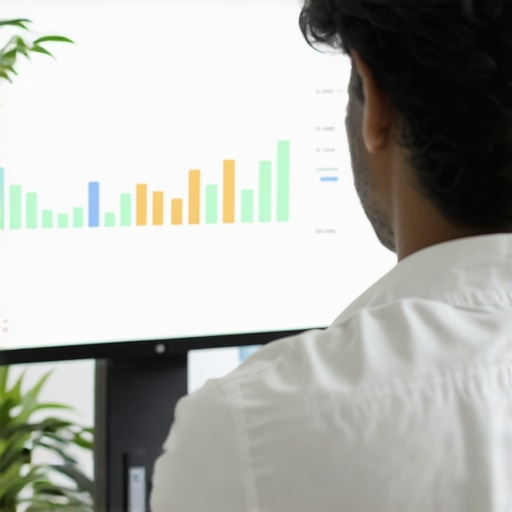 A professional analyzing local SEO metrics on a computer monitor