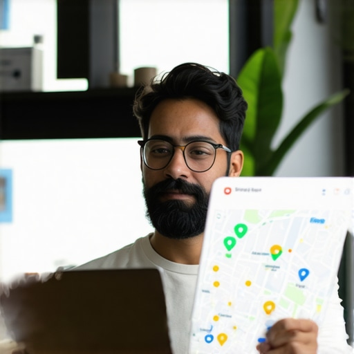 Business owner improving Google My Business profile for local SEO success