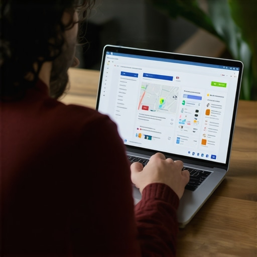 Business owner analyzing local SEO and map ranking data on a laptop