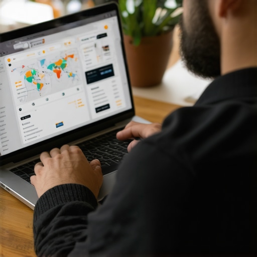 Business owner reviewing local SEO analytics on computer for small business