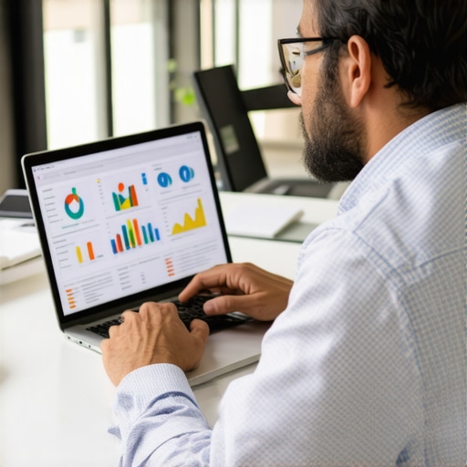 Businessman reviewing local SEO performance metrics in an office