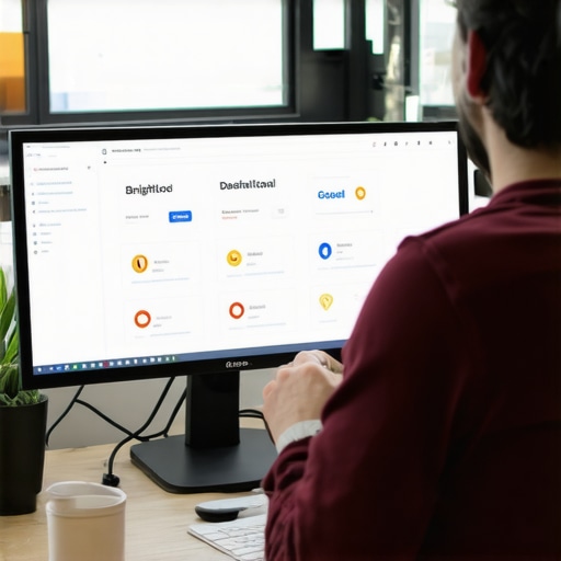 A workspace with multiple SEO dashboards open on a computer screen, symbolizing ongoing local SEO maintenance.