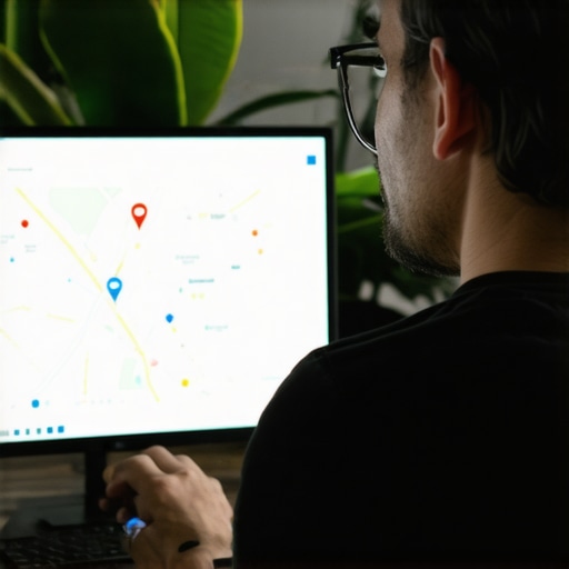 Business owner updating Google My Business profile on laptop