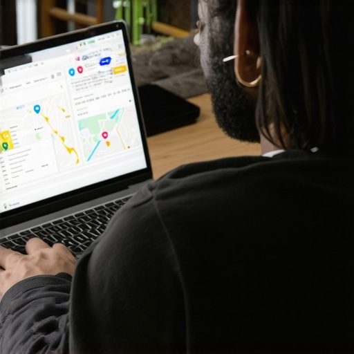 Small business owner working on local SEO growth strategies using a laptop.
