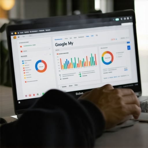 Person reviewing Google My Business profile analytics on a laptop screen.