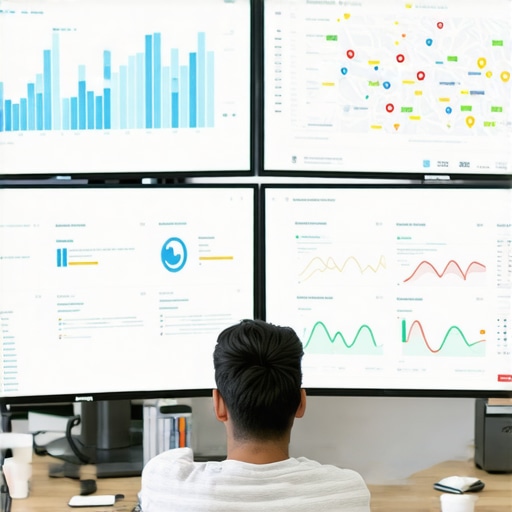 Person reviewing SEO analytics on screens for local ranking stability.